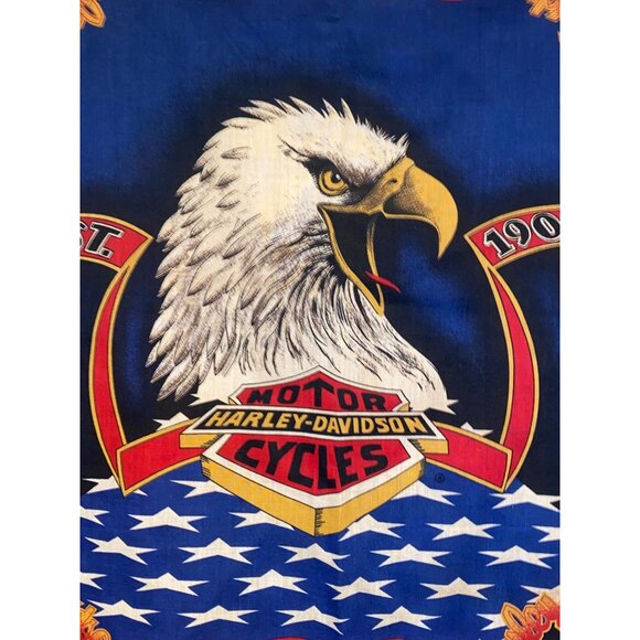 Vintage Harley-Davidson Eagle Bandana 1987 50% Cotton 50% Poly 22"x22" USA Made - Picture 2 of 5